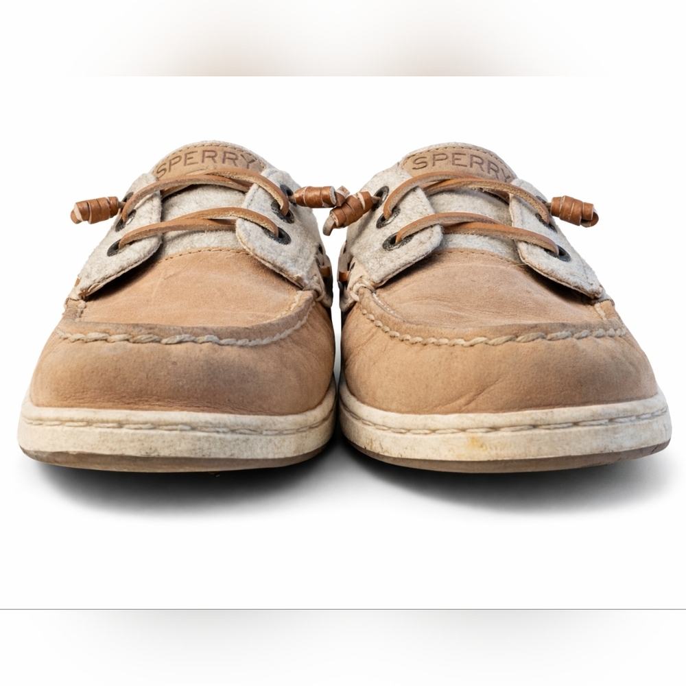 Sperry Top-Sider 9.5M Boat Shoes Tan Beige Lace Up Casual Women’s Pre-Owned - Picture 4 of 10